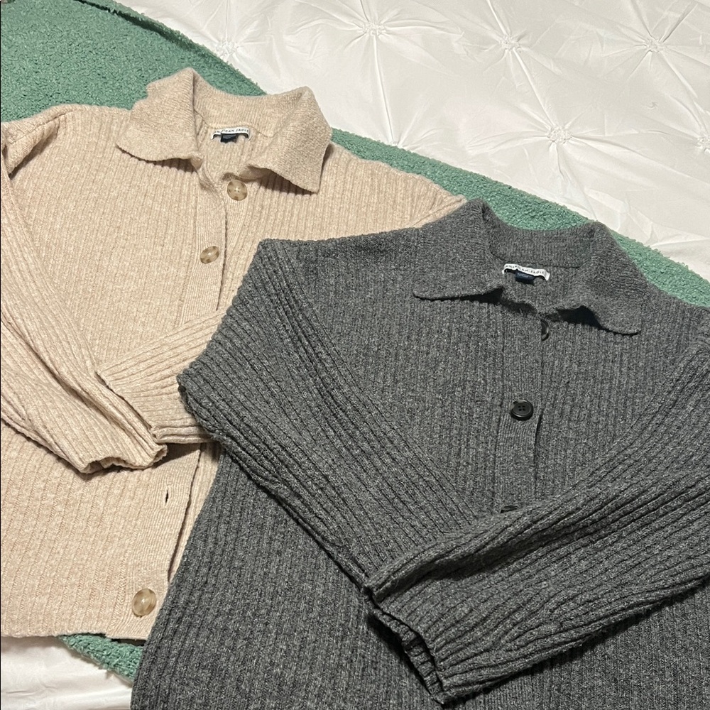 Old Navy Ribbed Cardigans in Gray and Cream